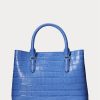 Dámské embosované kožené tašky New England Blue Ralph Lauren Medium Marcy Satchel