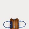 Dámské embosované kožené tašky New England Blue Ralph Lauren Medium Marcy Satchel