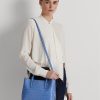 Dámské embosované kožené tašky New England Blue Ralph Lauren Medium Marcy Satchel