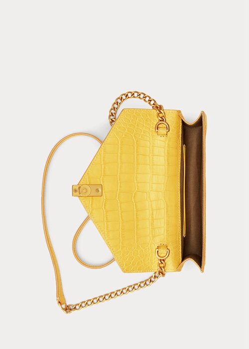 Dámské řetízkové peněženky Ralph Lauren Polo ID Croc hořčice Dámské řetízkové peněženky Ralph Lauren Polo ID Croc hořčice