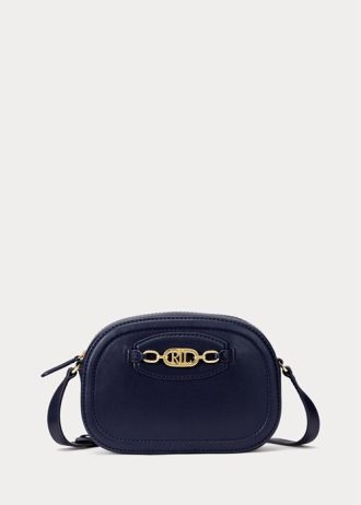 Dámské francouzské námořnictvo Ralph Lauren kožené střední kabelky Jordynn Crossbody