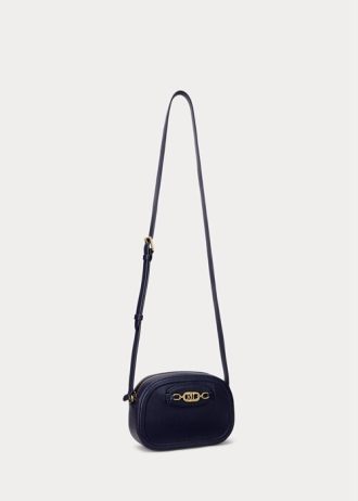 Dámské francouzské námořnictvo Ralph Lauren kožené střední kabelky Jordynn Crossbody