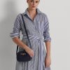 Dámské francouzské námořnictvo Ralph Lauren kožené střední kabelky Jordynn Crossbody