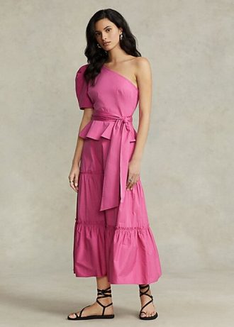 Dámské fuchsiové bavlněné sukně Ralph Lauren odstupňované A-Line Dámské fuchsiové bavlněné sukně Ralph Lauren odstupňované A-Line