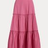 Dámské fuchsiové bavlněné sukně Ralph Lauren odstupňované A-Line Dámské fuchsiové bavlněné sukně Ralph Lauren odstupňované A-Line