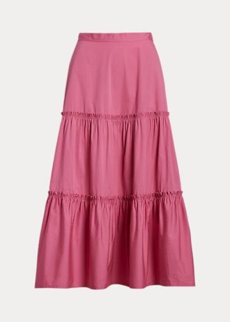 Dámské fuchsiové bavlněné sukně Ralph Lauren odstupňované A-Line Dámské fuchsiové bavlněné sukně Ralph Lauren odstupňované A-Line
