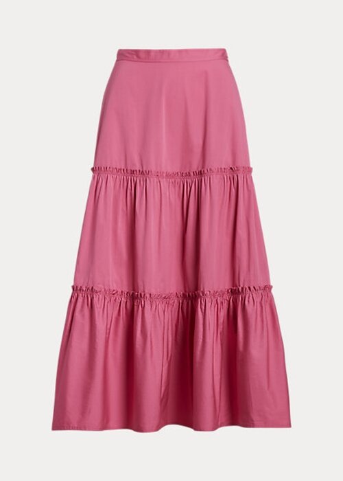 Dámské fuchsiové bavlněné sukně Ralph Lauren odstupňované A-Line Dámské fuchsiové bavlněné sukně Ralph Lauren odstupňované A-Line