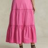 Dámské fuchsiové bavlněné sukně Ralph Lauren odstupňované A-Line Dámské fuchsiové bavlněné sukně Ralph Lauren odstupňované A-Line