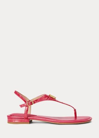 Dámské fuchsiové kožené sandály Ralph Lauren Ellington s reliéfem Dámské fuchsiové kožené sandály Ralph Lauren Ellington s reliéfem