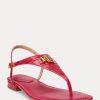 Dámské fuchsiové kožené sandály Ralph Lauren Ellington s reliéfem Dámské fuchsiové kožené sandály Ralph Lauren Ellington s reliéfem