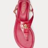 Dámské fuchsiové kožené sandály Ralph Lauren Ellington s reliéfem Dámské fuchsiové kožené sandály Ralph Lauren Ellington s reliéfem