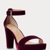 Dámské fuchsiové sandály Ralph Lauren Sylvia Velvet