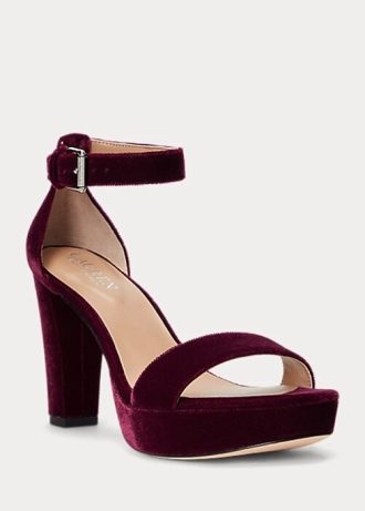 Dámské fuchsiové sandály Ralph Lauren Sylvia Velvet Dámské fuchsiové sandály Ralph Lauren Sylvia Velvet