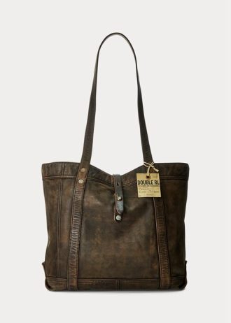 Dámské kožené kabelky černé přes hnědou Ralph Lauren
