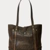 Dámské kožené kabelky černé přes hnědou Ralph Lauren