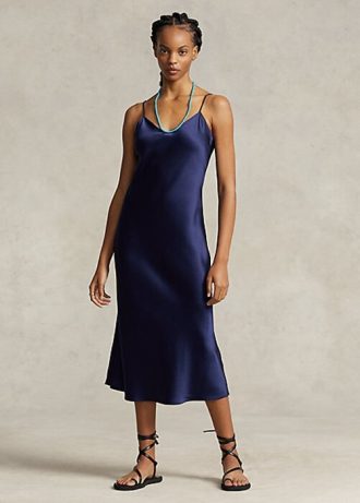 Dámské námořnické šaty Ralph Lauren Mulberry Silk Midi Slip