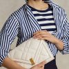 Dámské prošívané kožené kabelky Ralph Lauren Polo ID v barvě Ivory