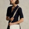 Dámské prošívané kožené sedlové brašny Ralph Lauren Polo ID v barvě Ivory Dámské prošívané kožené sedlové brašny Ralph Lauren Polo ID v barvě Ivory