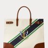 Dámské velké kabelky Devyn s potiskem na plátně Ralph Lauren s přírodním/grafickým pruhem
