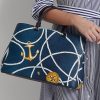 Dámské velké kožené kabelky Hanna Crosshatch Ralph Lauren s motivem námořnického lana