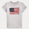 Šedá dámská bavlněná trička Ralph Lauren Flag Šedá dámská bavlněná trička Ralph Lauren Flag