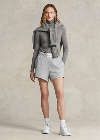 Šedé dámské fleecové kraťasy s logem Ralph Lauren