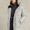 Šedé dámské kabáty s kapucí Ralph Lauren, odolné proti vodě