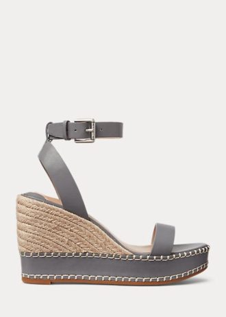 Šedá dámská kožená espadrilka Ralph Lauren Hilarie
