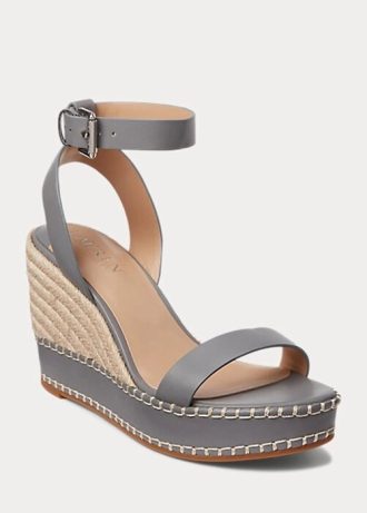 Šedá dámská kožená espadrilka Ralph Lauren Hilarie