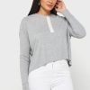 Šedé dámské pletené topy Ralph Lauren Crew Neck