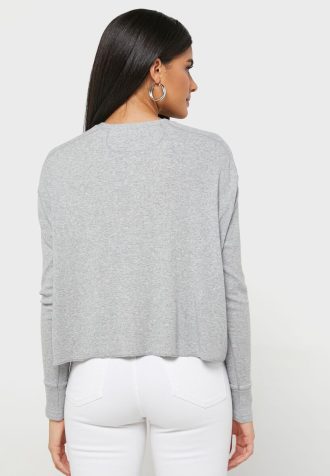 Šedé dámské pletené topy Ralph Lauren Crew Neck Šedé dámské pletené topy Ralph Lauren Crew Neck
