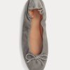 Šedé dámské ploché boty Ralph Lauren The Suede Pony Ballet Šedé dámské ploché boty Ralph Lauren The Suede Pony Ballet