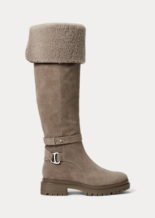 Šedé dámské semišové boty Ralph Lauren Cristine Šedé dámské semišové boty Ralph Lauren Cristine