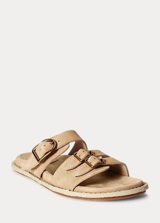 Šedé dámské semišové sandály Ralph Lauren Ezra z telecí kůže Šedé dámské semišové sandály Ralph Lauren Ezra z telecí kůže