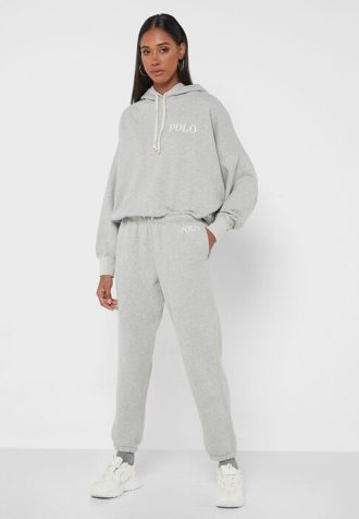Šedé dámské tepláky Ralph Lauren s vysokým pasem