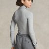 Šedá dámská trička Ralph Lauren Stretch s žebrovaným rolákem Šedá dámská trička Ralph Lauren Stretch s žebrovaným rolákem
