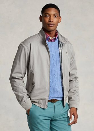 Šedé pánské bavlněné keprové bundy Ralph Lauren