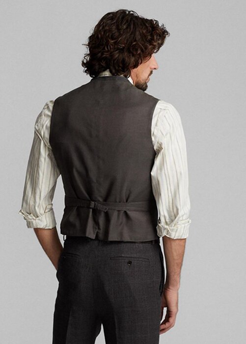 Šedé pánské blejzry Ralph Lauren kostkované hedvábné plátno Šedé pánské blejzry Ralph Lauren kostkované hedvábné plátno
