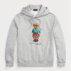 Šedá pánská fleecová mikina s kapucí Ralph Lauren Polo Bear