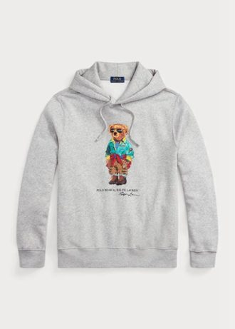 Šedá pánská fleecová mikina s kapucí Ralph Lauren Polo Bear