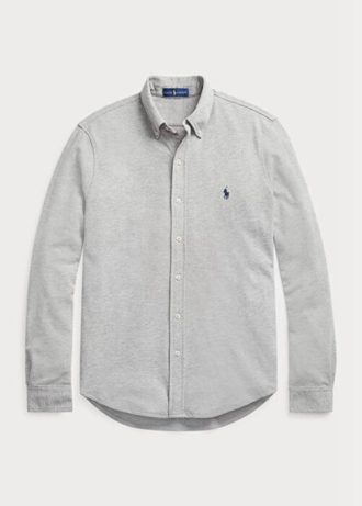 Šedé pánské košile z peříčkové síťoviny Ralph Lauren Šedé pánské košile z peříčkové síťoviny Ralph Lauren