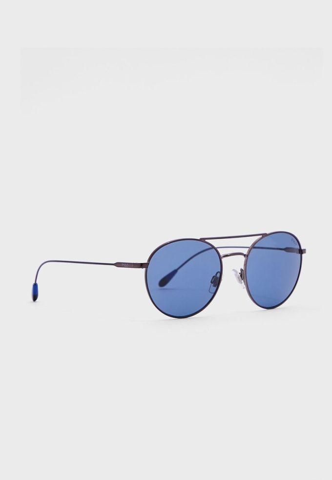 Šedé pánské kulaté sluneční brýle Ralph Lauren 0Ph3136