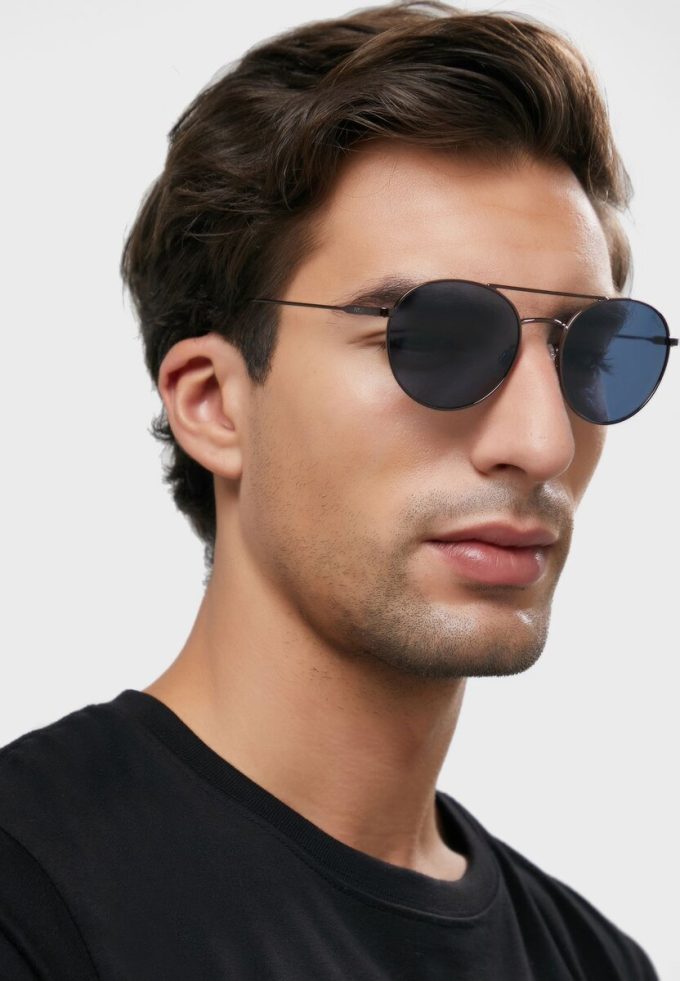 Šedé pánské kulaté sluneční brýle Ralph Lauren 0Ph3136