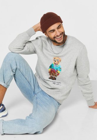 Šedá pánská mikina Polo Bear s potiskem Ralph Lauren