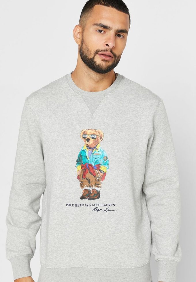 Šedá pánská mikina Polo Bear s potiskem Ralph Lauren Šedá pánská mikina Polo Bear s potiskem Ralph Lauren