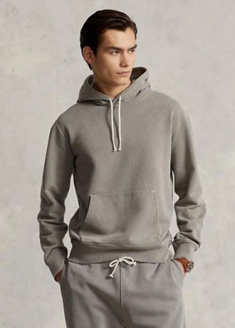 Šedá pánská mikina s kapucí Ralph Lauren z organické bavlny