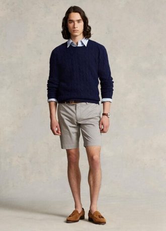 Šedé pánské šortky Ralph Lauren Stretch Slim Fit Chino