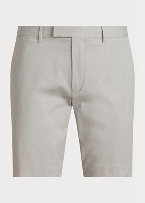 Šedé pánské šortky Ralph Lauren Stretch Slim Fit Chino Šedé pánské šortky Ralph Lauren Stretch Slim Fit Chino