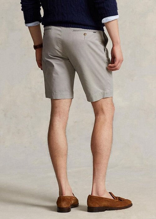 Šedé pánské šortky Ralph Lauren Stretch Slim Fit Chino Šedé pánské šortky Ralph Lauren Stretch Slim Fit Chino