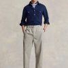 Šedé pánské plátěné kalhoty Ralph Lauren plisované Baggy Fit